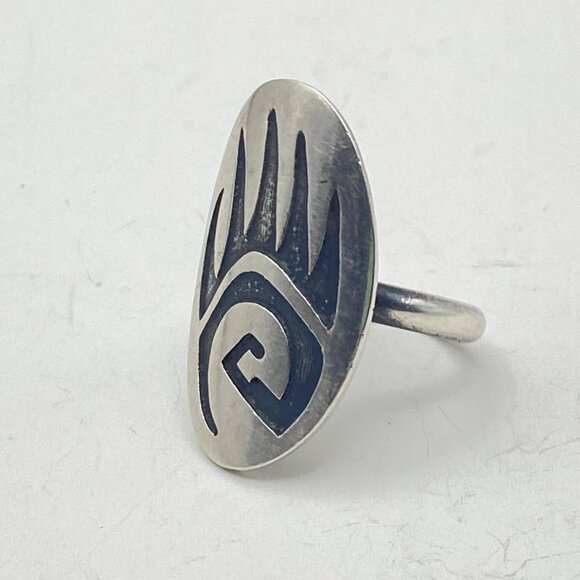Hopi Gordon Honyestewa Sterling Silver Bear Paw Ring Native American Sz 9.75 Vtg - Picture 2 of 9